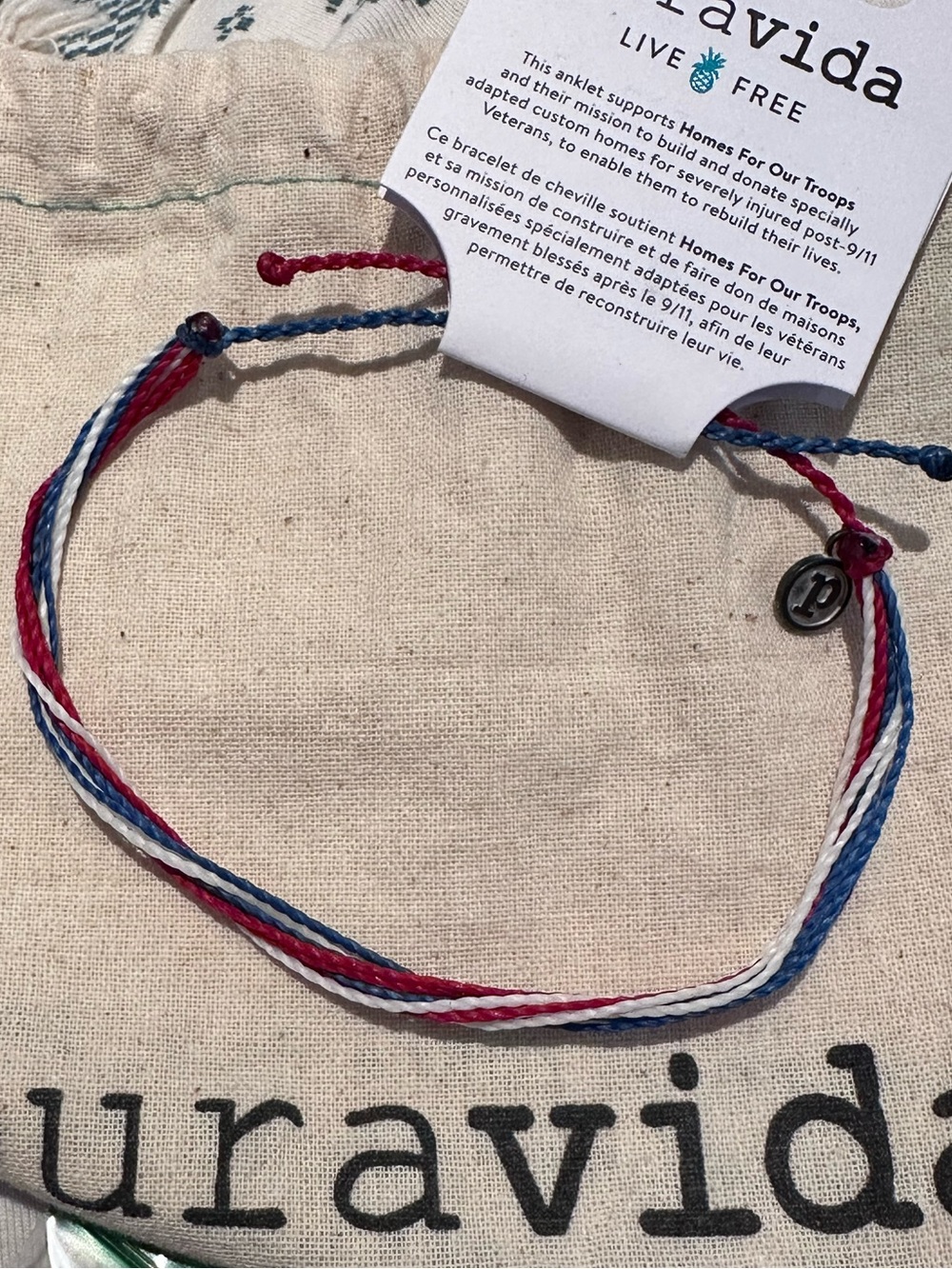 PURA VIDA Patriotic "Home For Our Troops" Anklet NEW Unisex RARE! - Picture 2 of 6